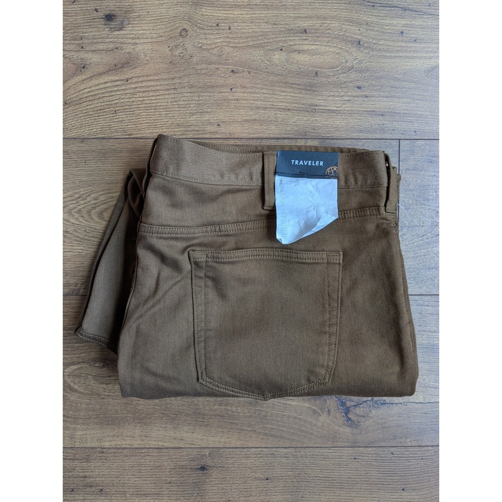 Banana Republic Traveler Slim Fit Pants Brown Mens 42x32 (44x31)  Mid Rise